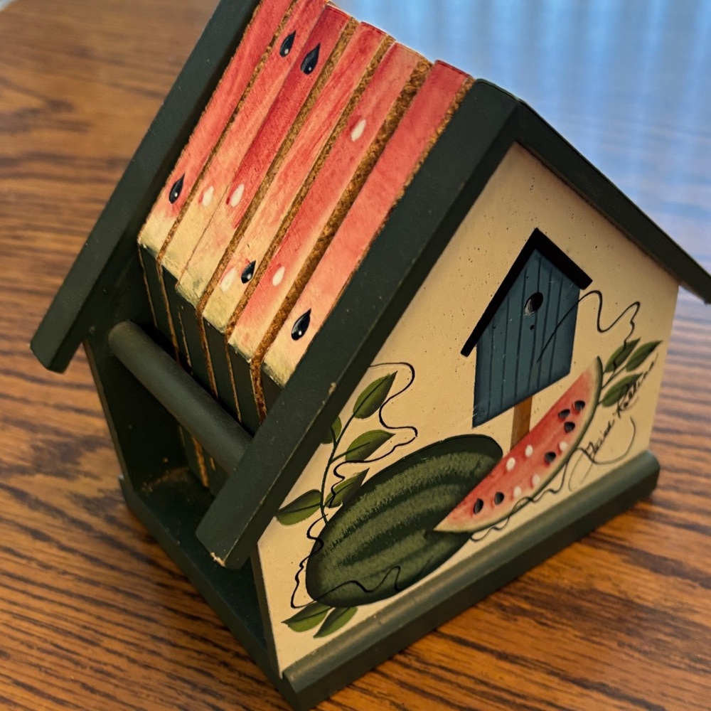 Watermelon Themed Coaster Set with Holder